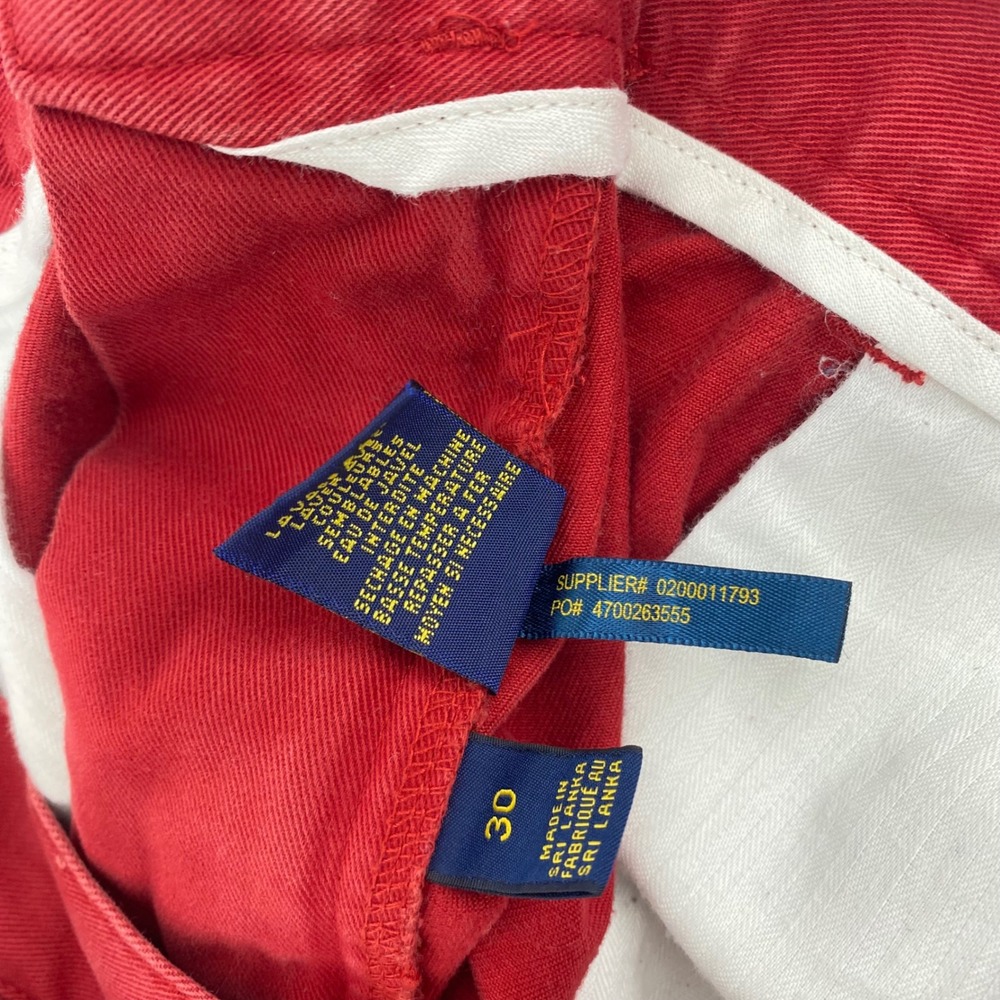 Polo Ralph Lauren Shorts Men 30 Red Chino Cotton Twill Preppy Classic Flat Front - Picture 8 of 9